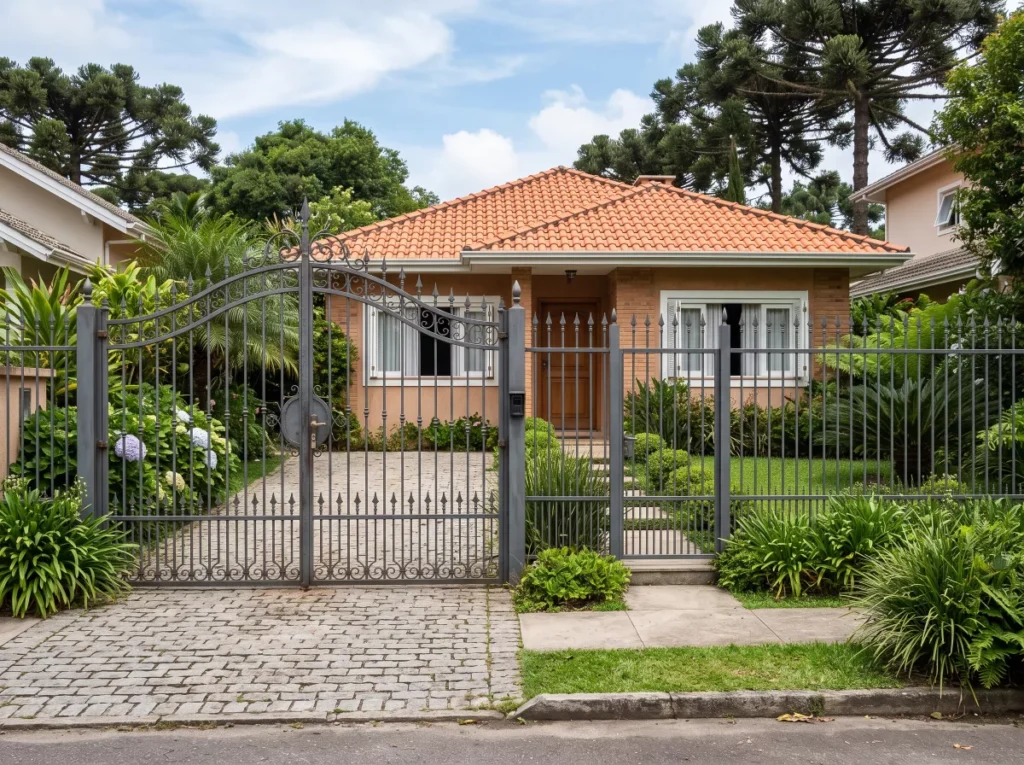 Casa com portão e cerca metálica na região metropolitana
